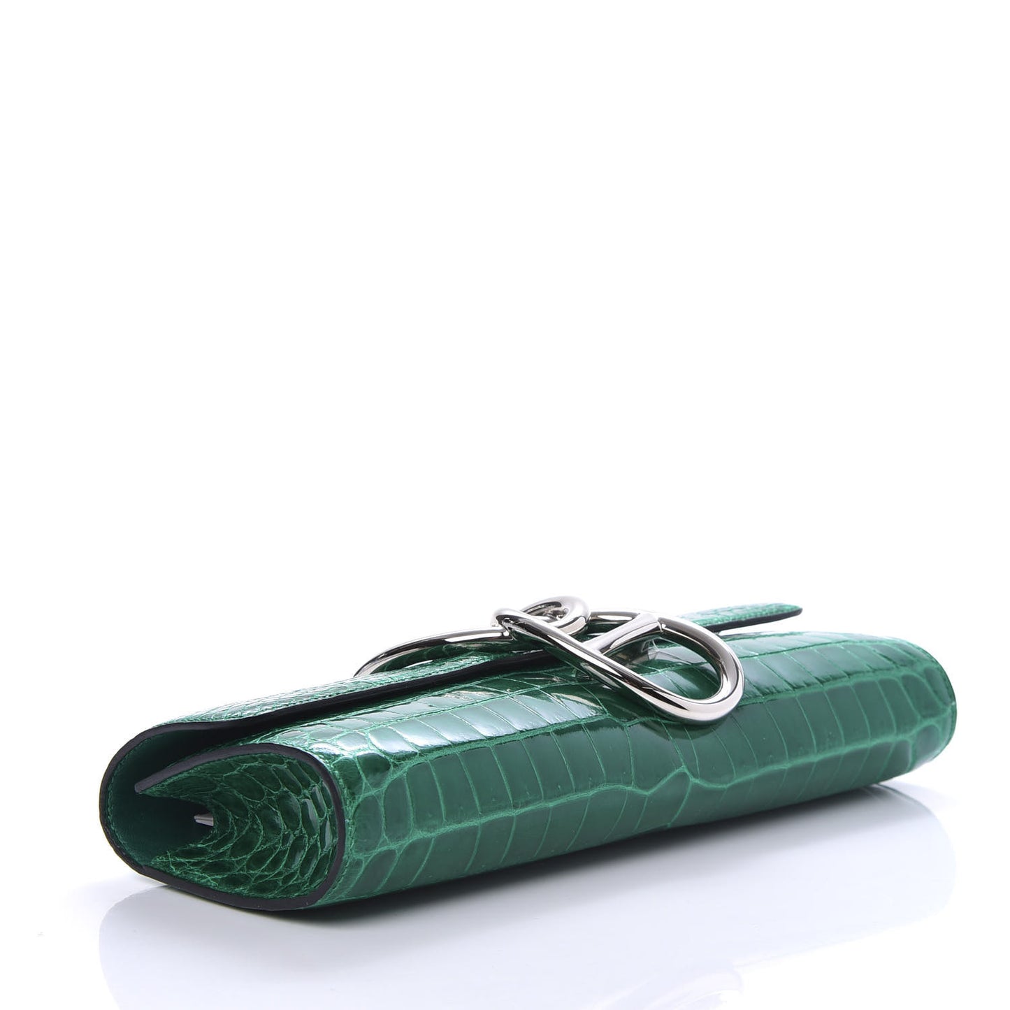Shiny Niloticus Crocodile Egee Clutch Vert Emeraude