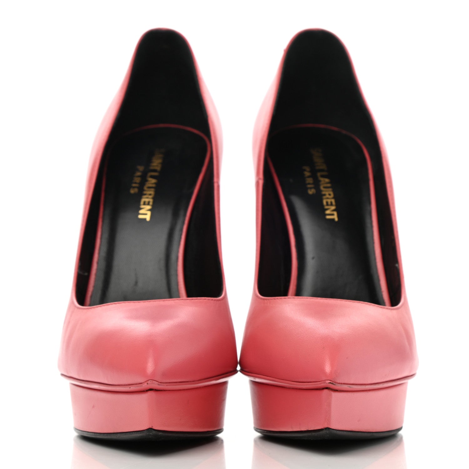 Saint Laurent Pebbled Patent Calfskin Janis 105 Platform Pumps 38 Rose Clair 2 of 7