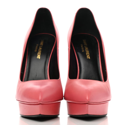 Saint Laurent Pebbled Patent Calfskin Janis 105 Platform Pumps 38 Rose Clair 2 of 7