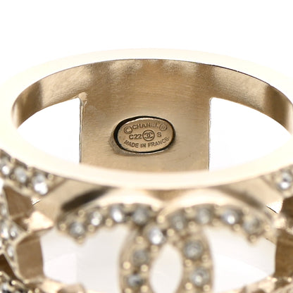 Chanel Metal Crystal CC Star Ring 52 Light Gold 4 of 5