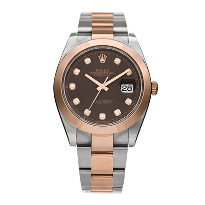Rolex Stainless Steel 18K Everose Gold Diamond 41mm Oyster Perpetual Datejust Watch Chocolate 126301 1 of 5
