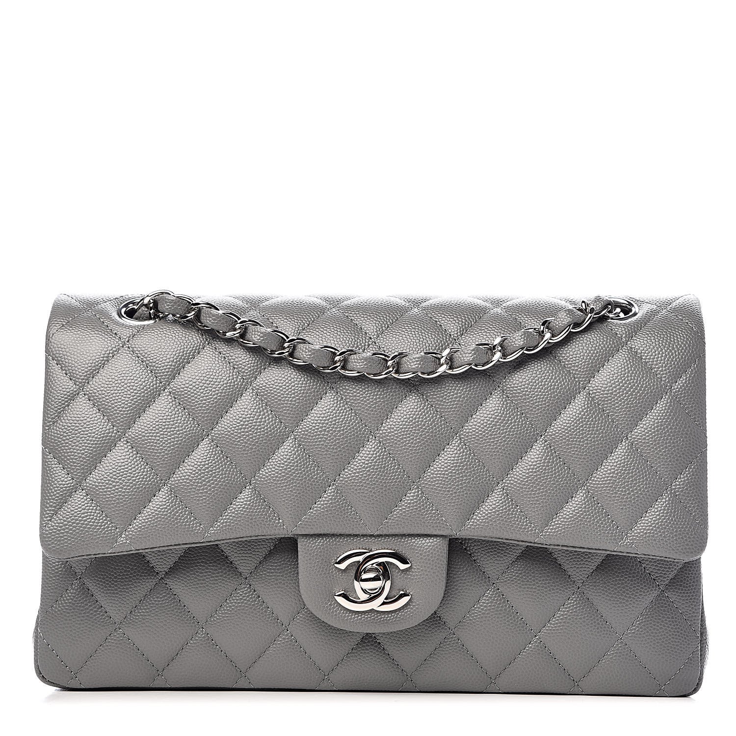 Chanel Caviar Quilted Medium Double Flap Grey 1 of 11