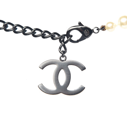Chanel Pearl Beaded CC Long Necklace Black White 5 of 5
