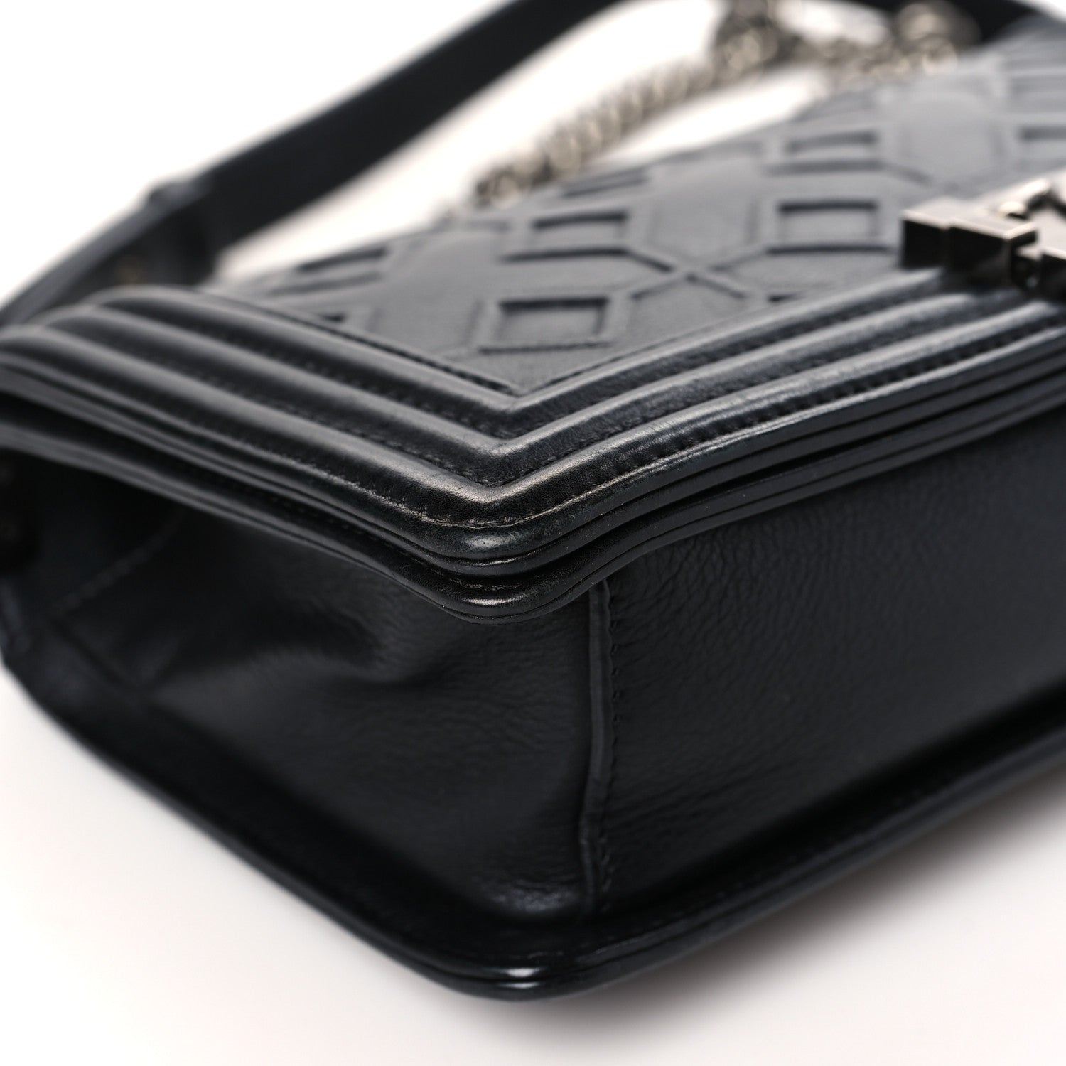 Chanel Calfskin Crystal Embossed Medium Boy Flap Black 8 of 9