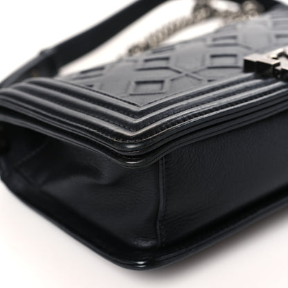 Chanel Calfskin Crystal Embossed Medium Boy Flap Black 8 of 9
