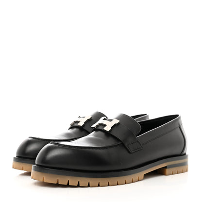 Hermes Calfskin Womens Faubourg Loafers 37 Black 3 of 11