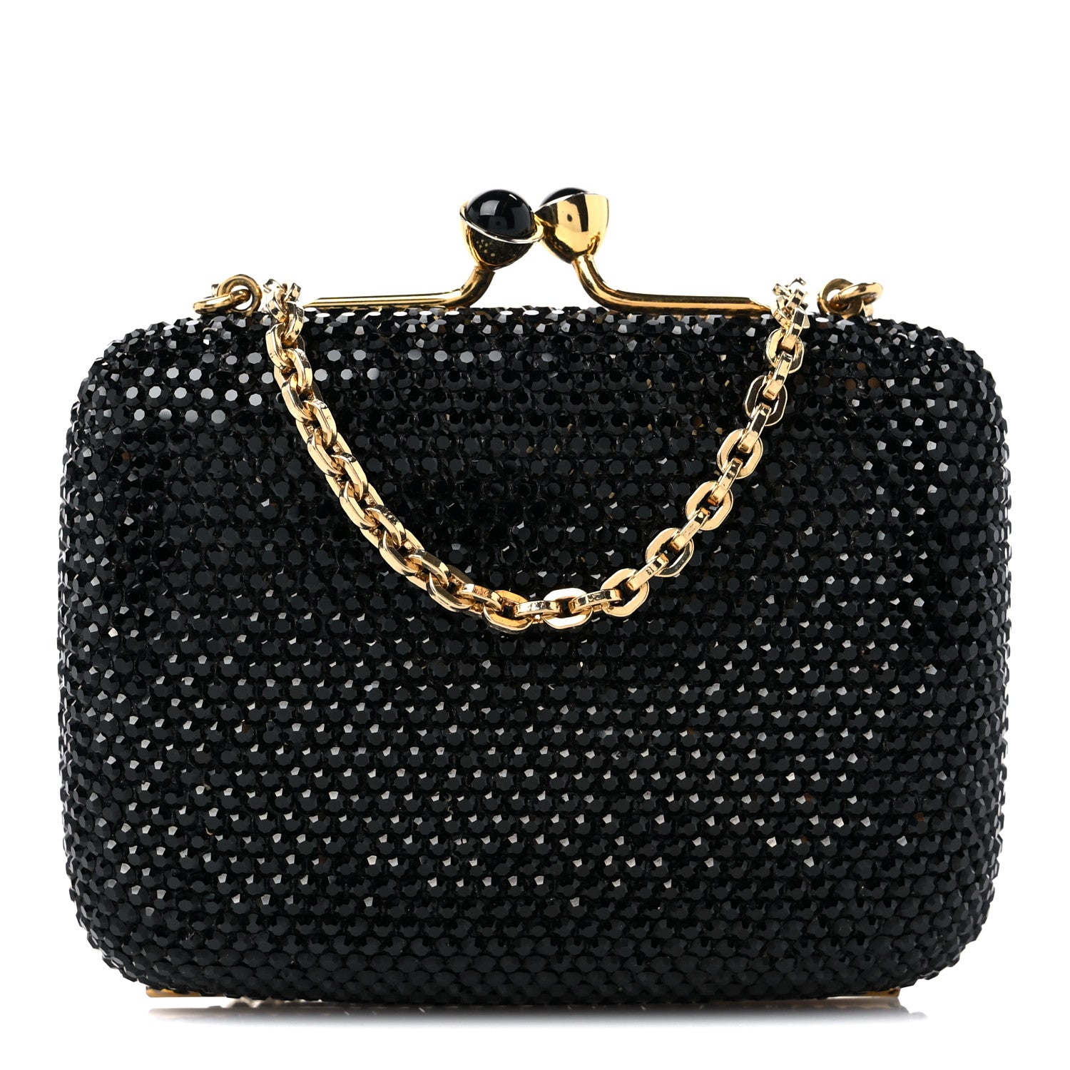 Judith Leiber Swarovski Crystal Minaudiere Clutch Black 1 of 10