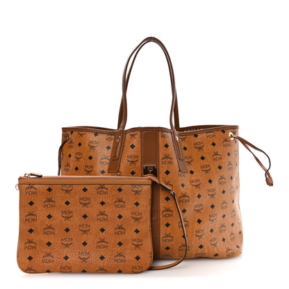 MCM Visetos Large Liz Reversible Shopper Tote Cognac 3 of 17
