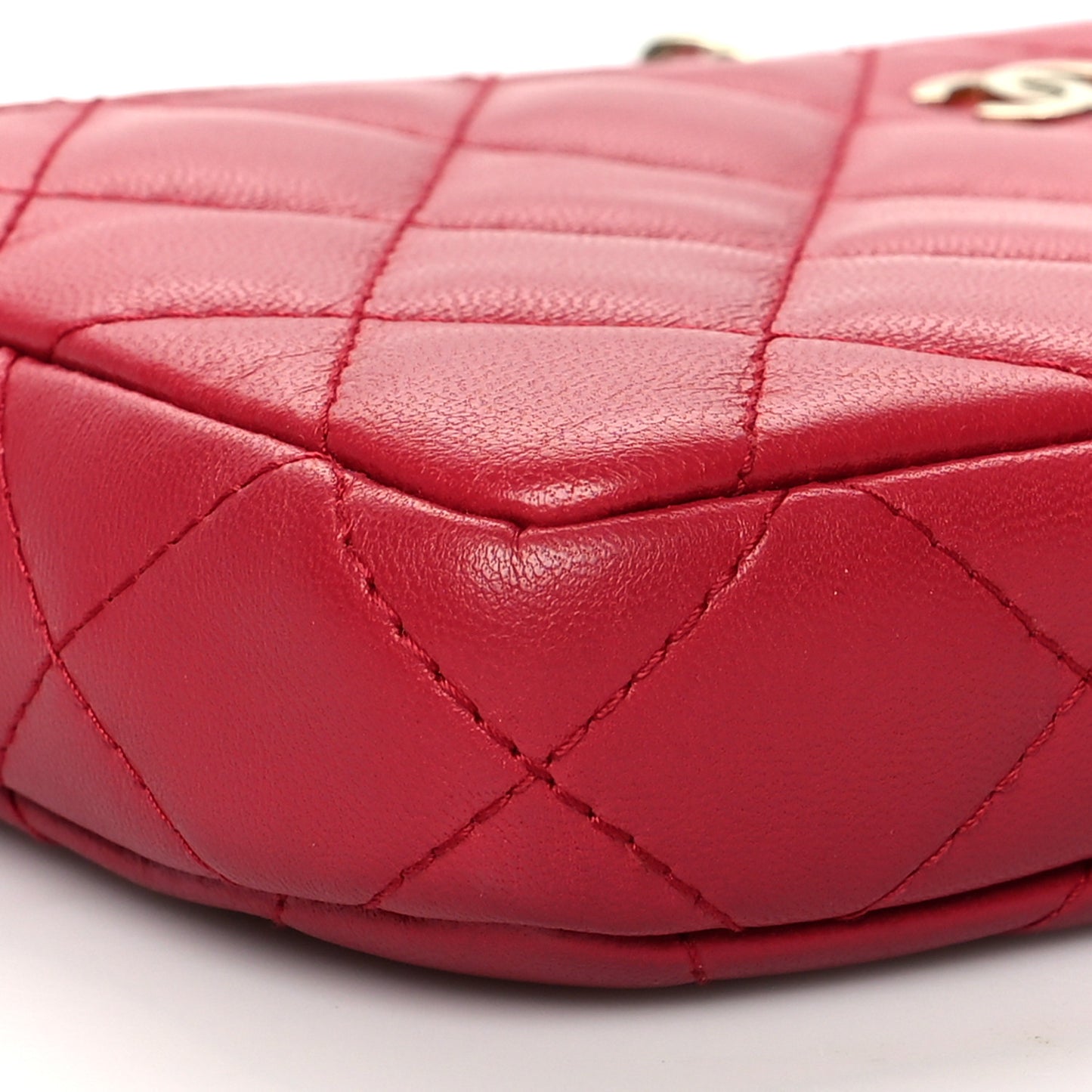 Lambskin Quilted Small Clutch With Chain Red