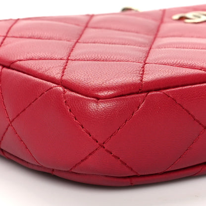 Chanel Lambskin Quilted Small Clutch With Chain Red 9 of 10