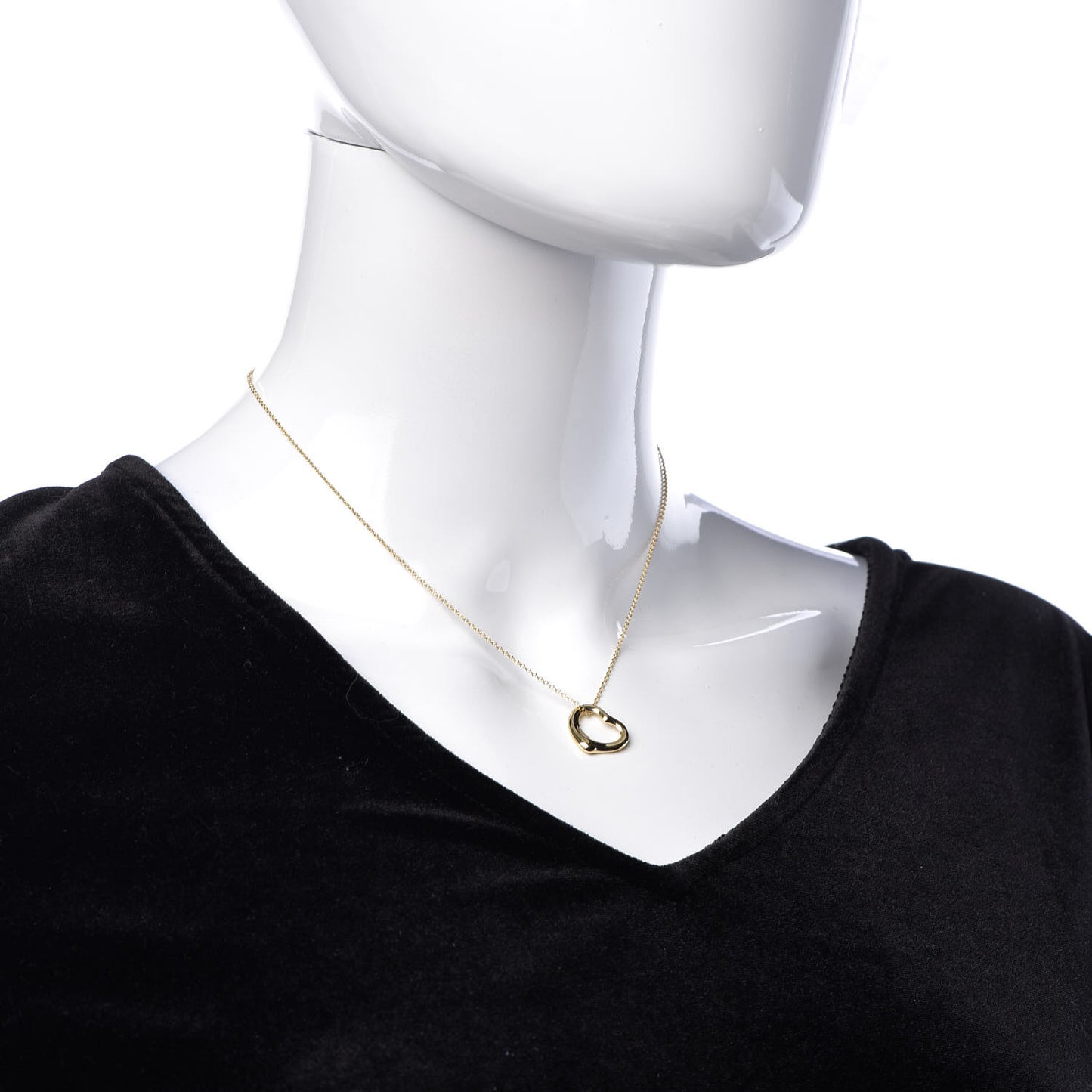 18K Yellow Gold 16mm Elsa Peretti Open Heart Pendant Necklace