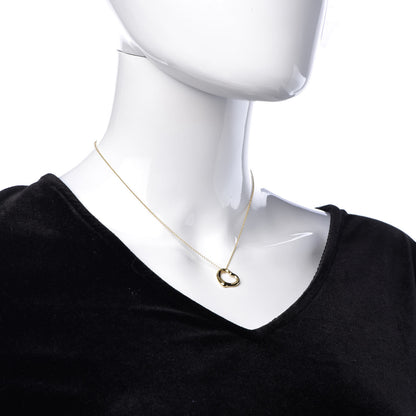 Tiffany 18K Yellow Gold 16mm Elsa Peretti Open Heart Pendant Necklace 2 of 9