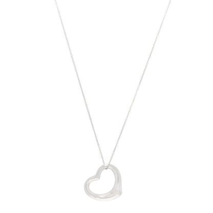 Tiffany Sterling Silver 22mm Elsa Peretti Open Heart Pendant Necklace 1 of 5