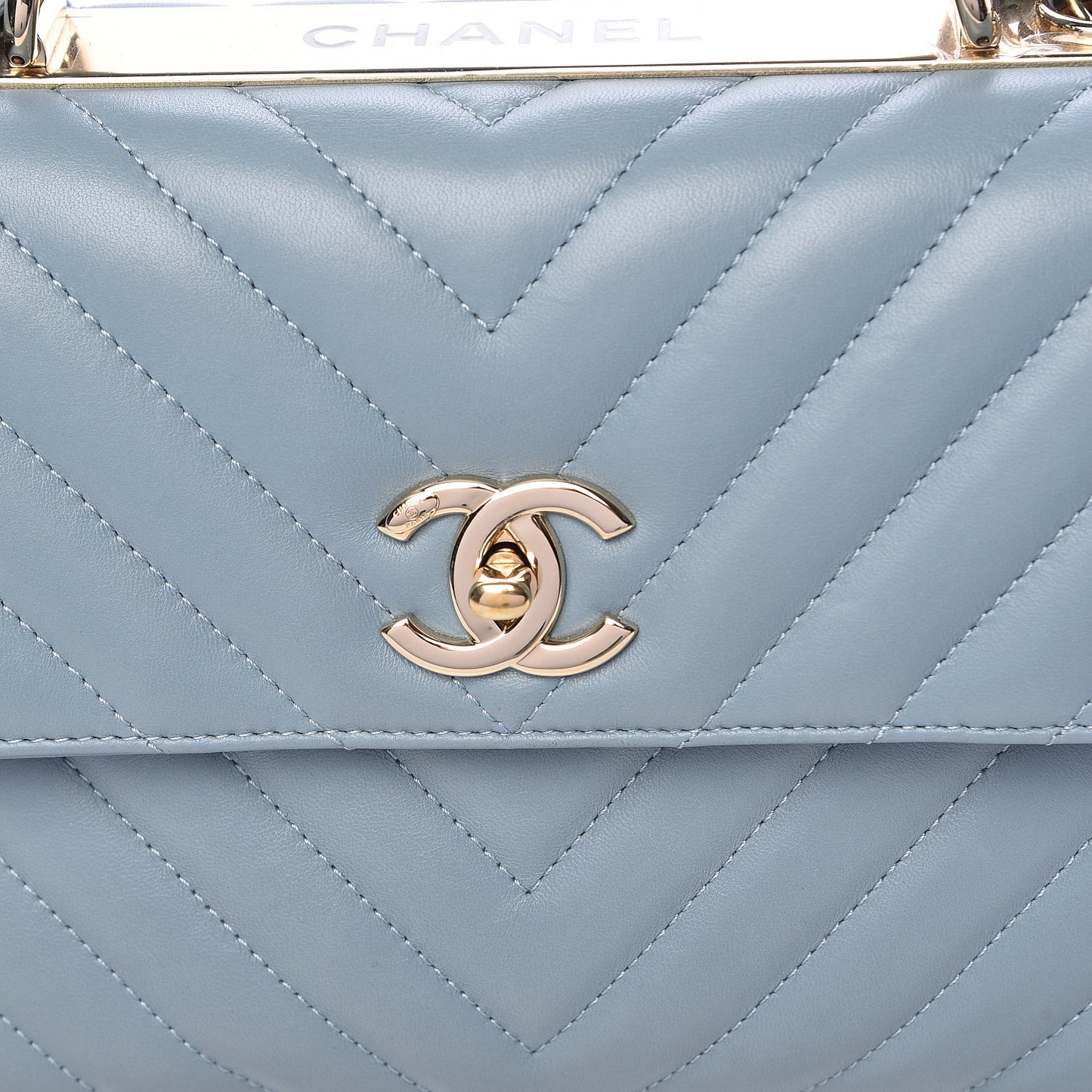 Lambskin Chevron Quilted Small Trendy CC Flap Dual Handle Bag Blue