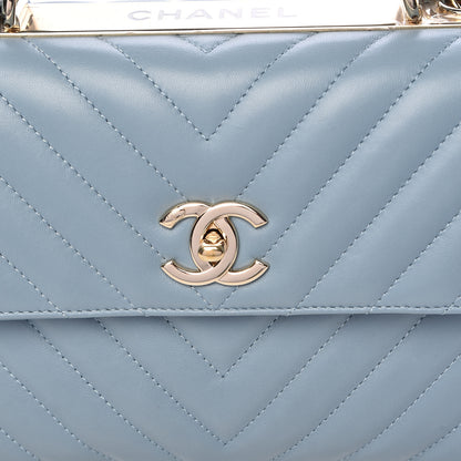 Chanel Lambskin Chevron Quilted Small Trendy CC Flap Dual Handle Bag Blue 11 of 11