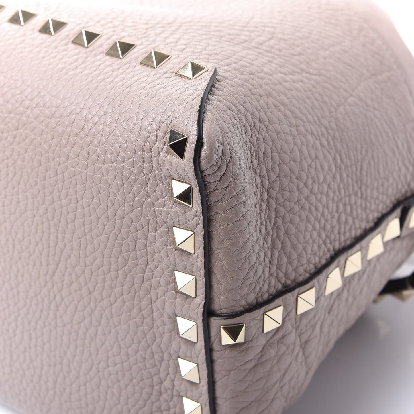 Grained Calfskin Rockstud Mini Bucket Bag Poudre