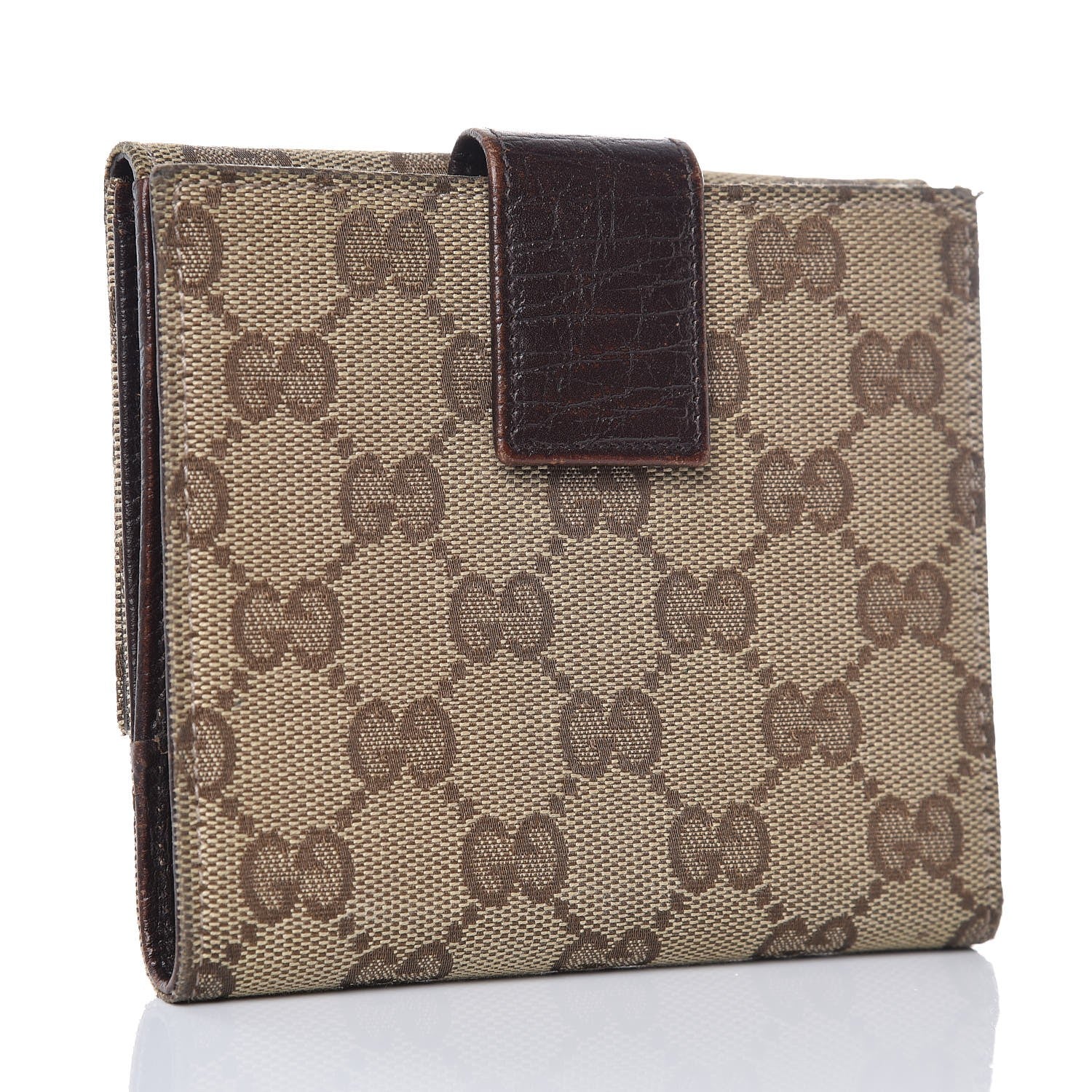 Gucci Monogram Web Hasler French Flap Wallet Brown 3 of 11