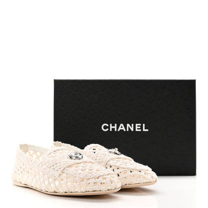 Chanel Raffia Braided CC Mocassin Loafers 41 White 15 of 15