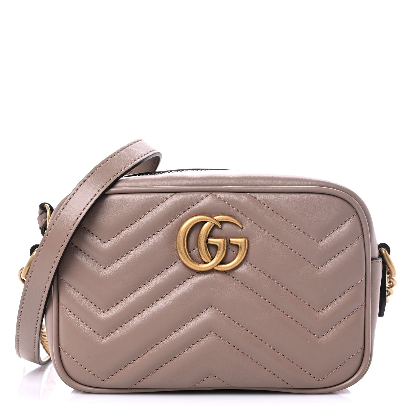 Calfskin Matelasse Mini GG Marmont Chain Shoulder Bag Porcelain Rose
