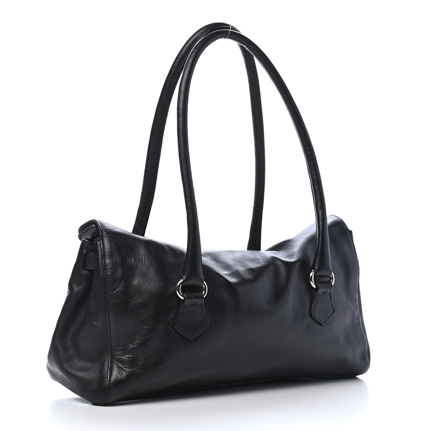 Royal Calf Easy Foldover Pushlock Satchel Black