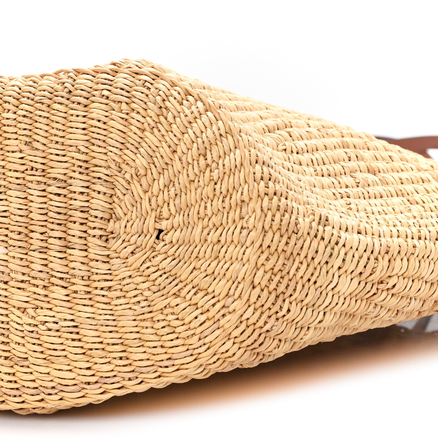 Calfskin Raffia Paulas Ibiza Small Basket Tote Bag Natural Pecan
