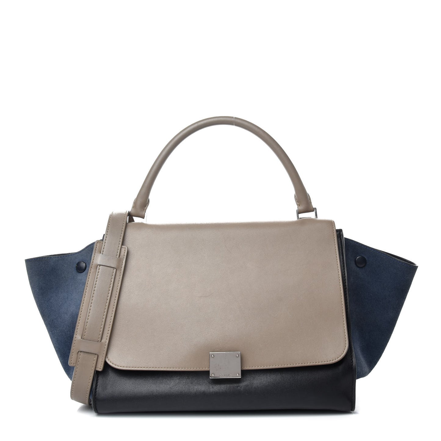 Calfskin Suede Medium Tri-color Trapeze Sand