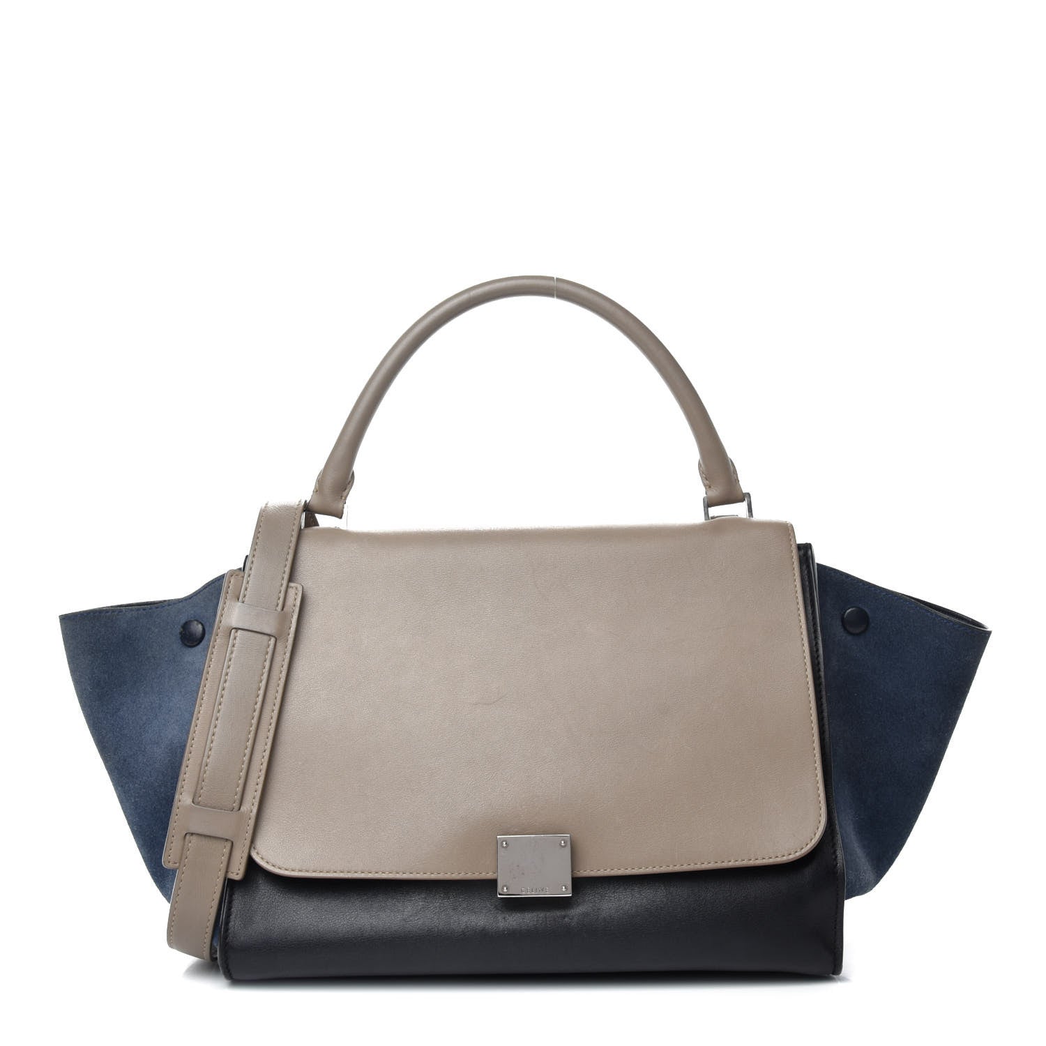 Celine Calfskin Suede Medium Tri-color Trapeze Sand 1 of 9