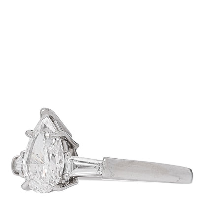 Harry Winston Platinum Diamond 1.01ct Pear Cut Tapered Baguette Classic Engagement Ring 49 5 3 of 7