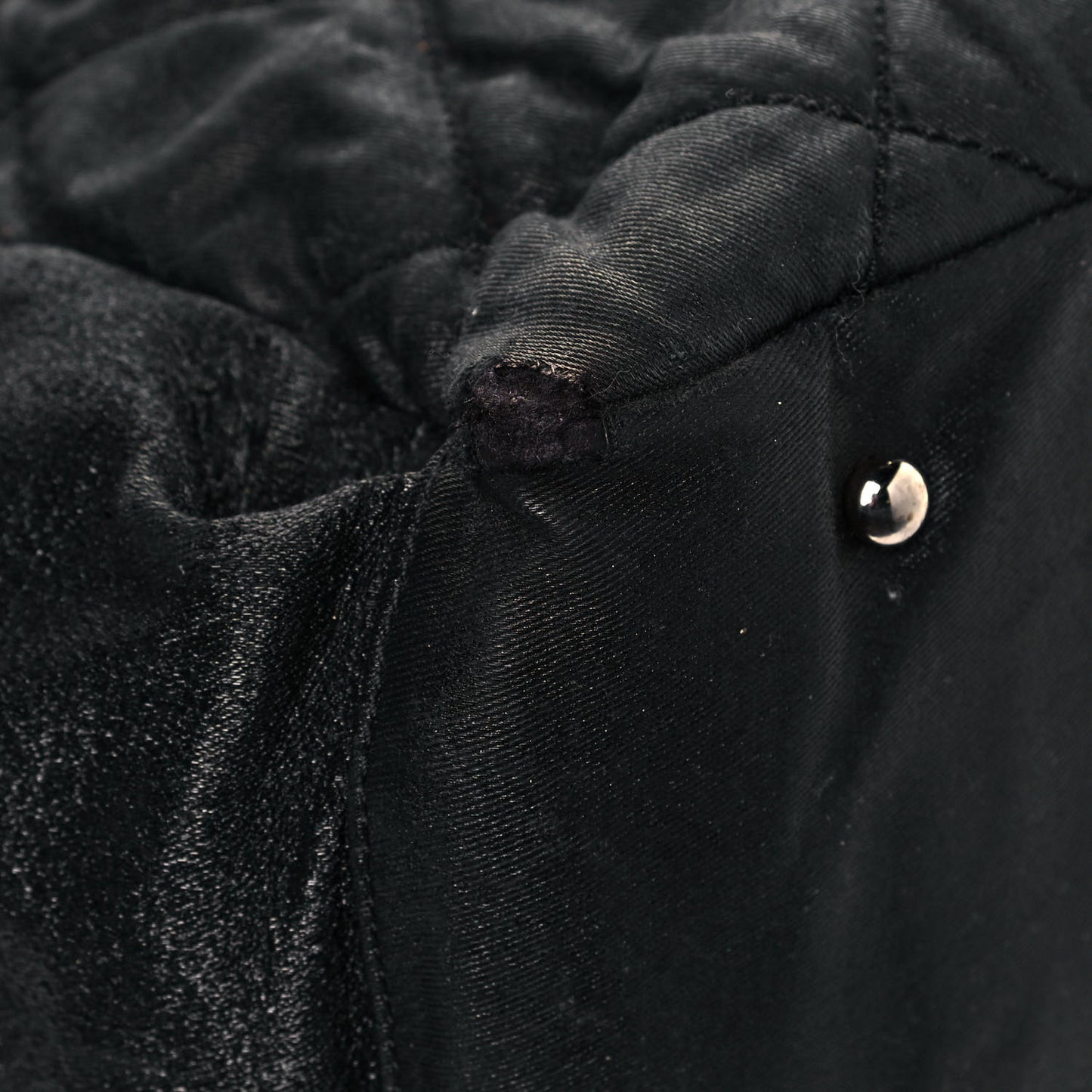 Coated Canvas Quilted Large Paris Biarritz Tote Black