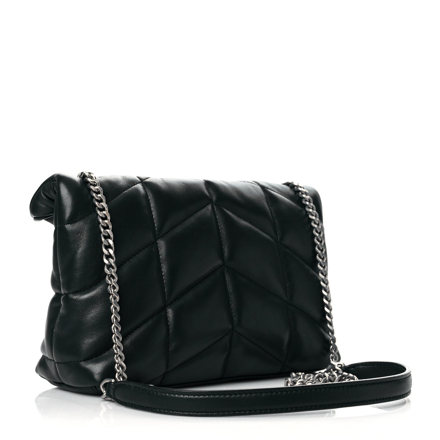 Lambskin Quilted Toy Loulou Puffer Monogram Chain Satchel Deep Green