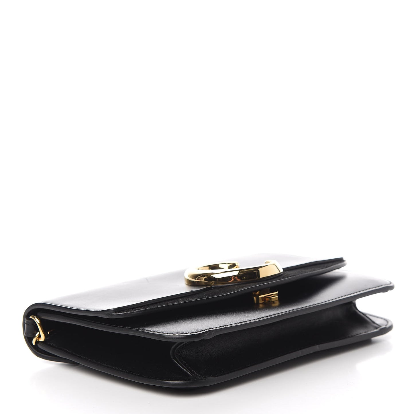 Calfskin Suede C Clutch With Chain Black