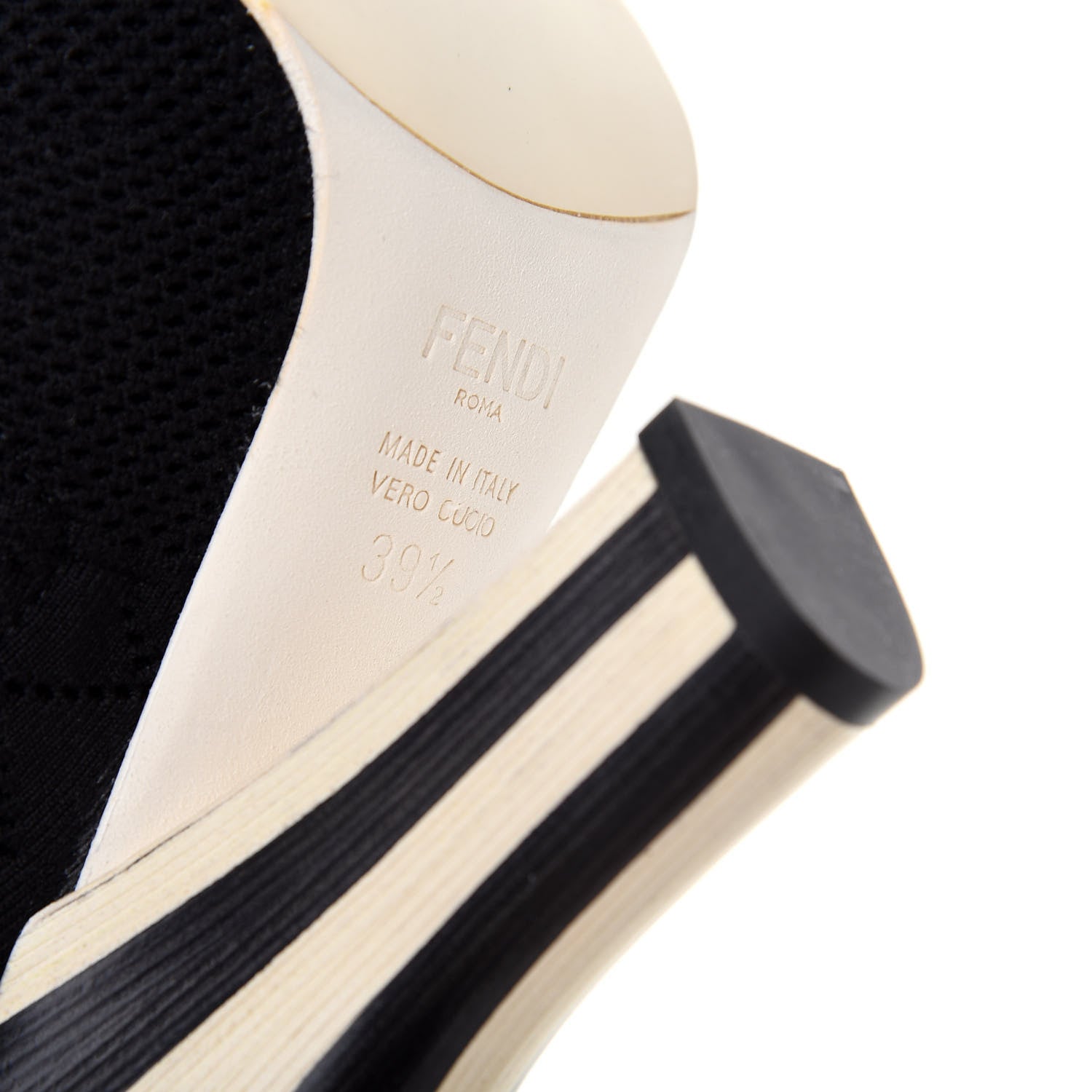 Fendi Stretch Fabric Pearl Embellished Openwork Rockoko 105mm Sock Boots 39.5 Black 8 of 8