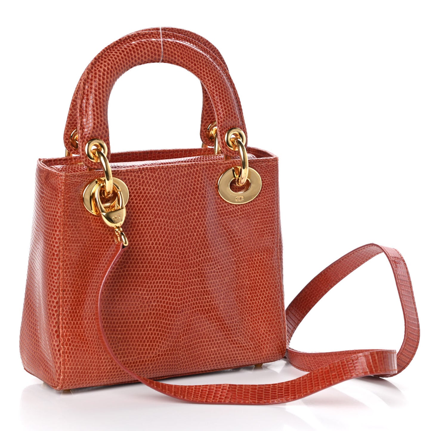 Lizard Mini Lady Dior Dark Orange