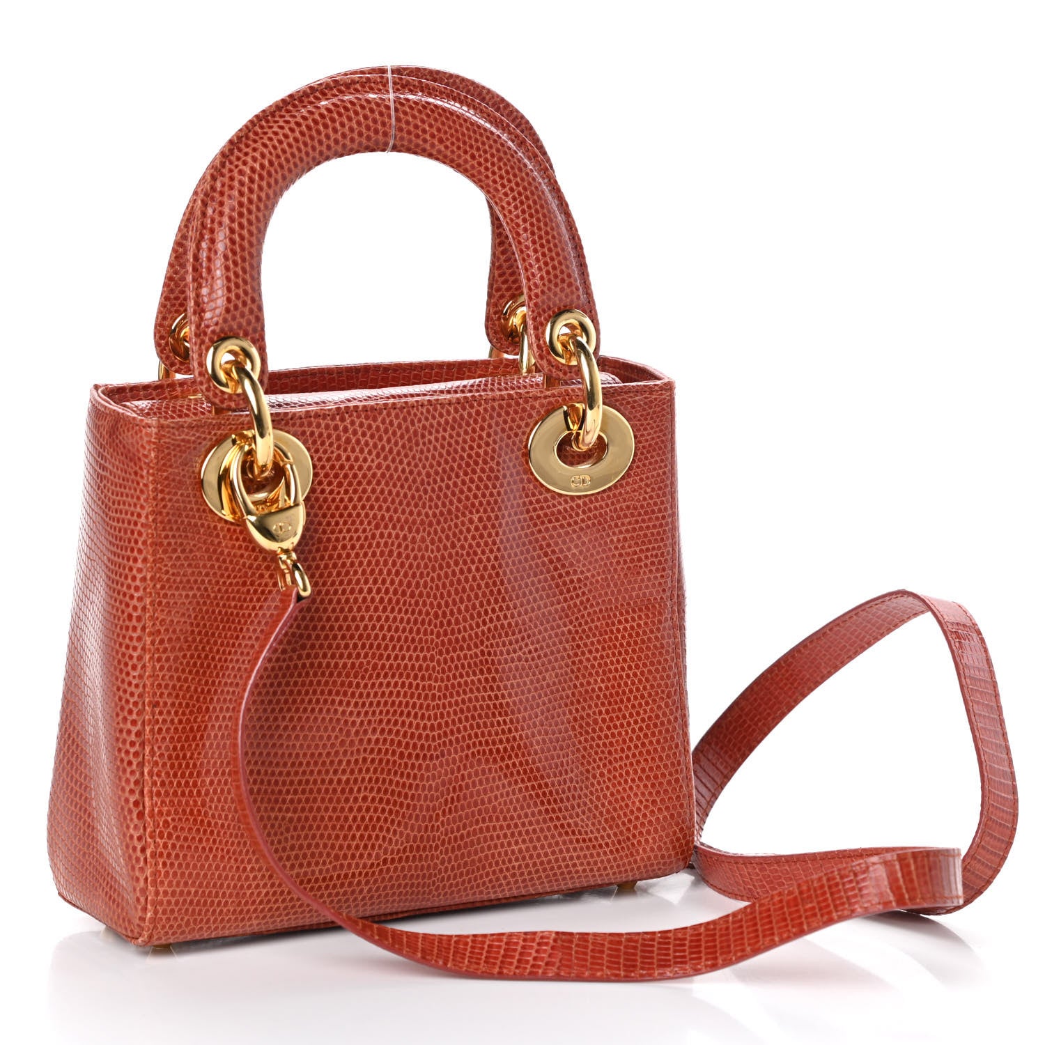 Christian Dior Lizard Mini Lady Dior Dark Orange 3 of 8
