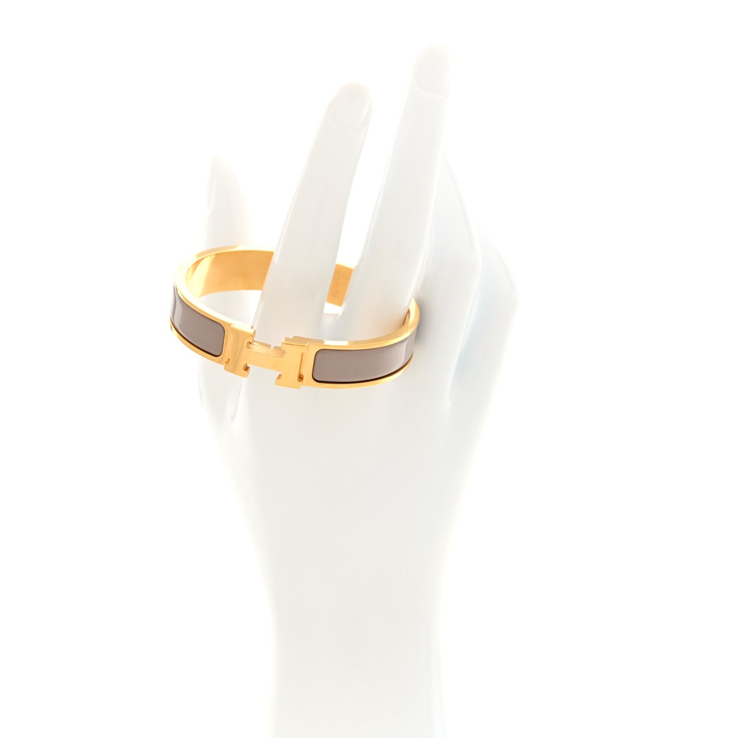 Enamel Narrow Clic Clac H Bracelet PM  Marron Glace