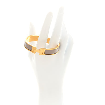 Hermes Enamel Narrow Clic Clac H Bracelet PM  Marron Glace 2 of 4