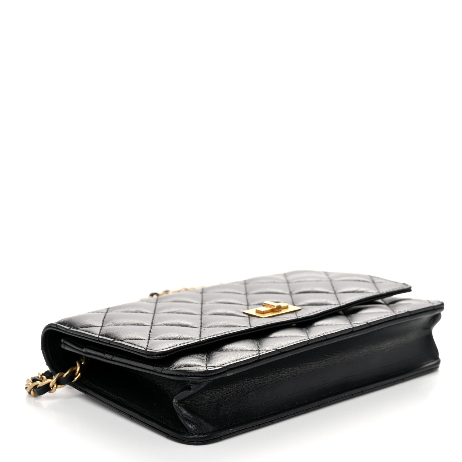 Chanel Aged Calfskin Quilted Reissue Wallet On Chain WOC Black 4 of 11