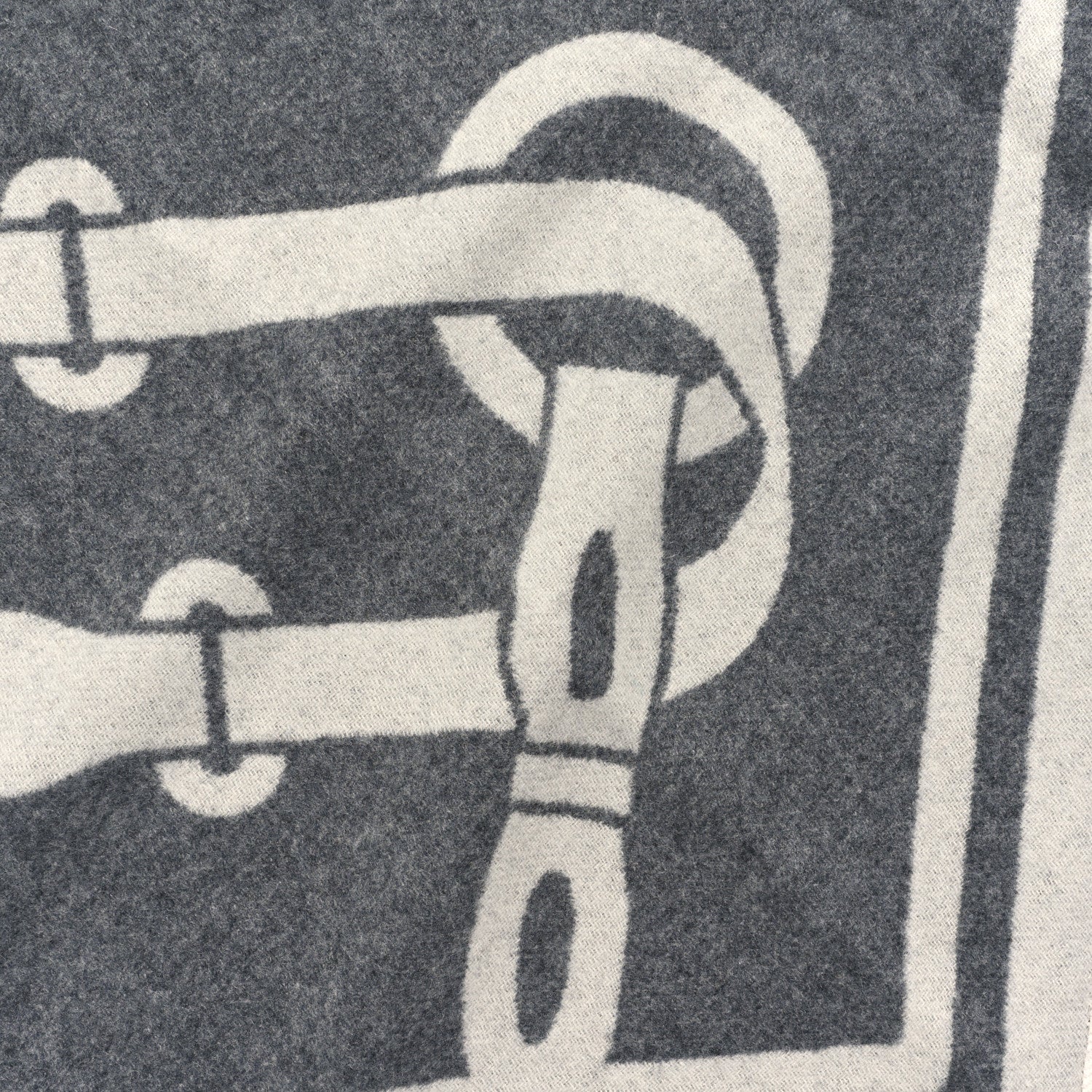 Hermes Cashmere Petite Casaque Coaching Giant Triangle Scarf Ivoire Gris Flanelle 2 of 3