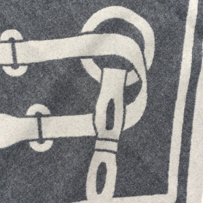 Hermes Cashmere Petite Casaque Coaching Giant Triangle Scarf Ivoire Gris Flanelle 2 of 3