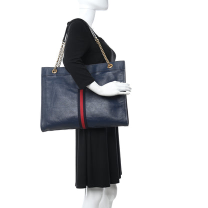 Gucci Calfskin Web Large Rajah Chain Tote Blue 2 of 14