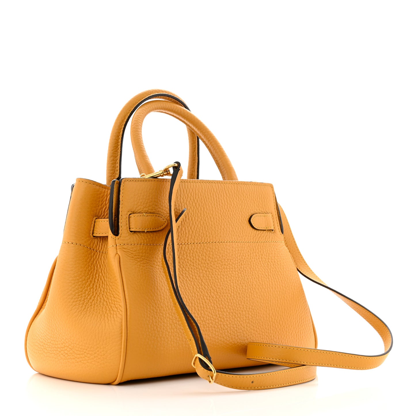 Heavy Grain Calfskin Small Belted Bayswater Tote Deep Amber