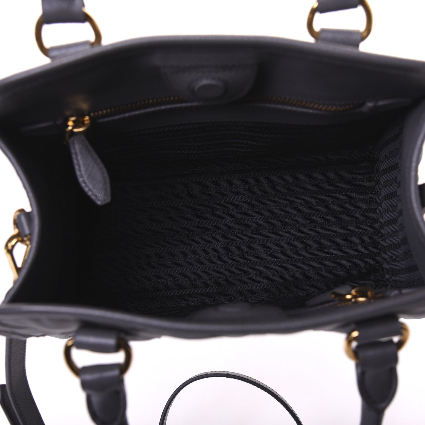 Saffiano Tessuto Nylon Impunturato Quilted Shopper Black Grey