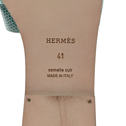 Hermes Lizard Oran Sandals 41 Turquoise 8 of 9