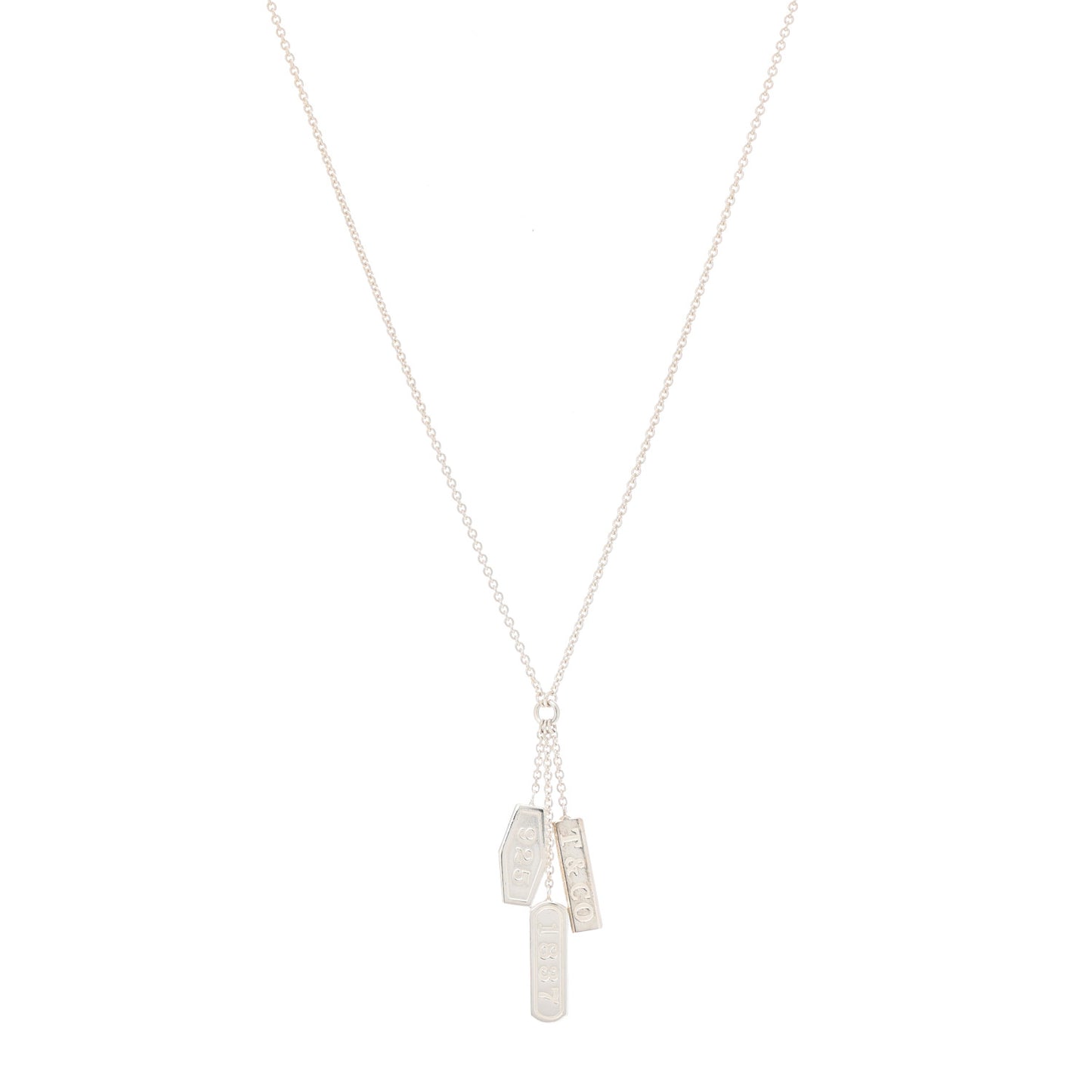 Sterling Silver 1837 Triple Tag Lariat Necklace