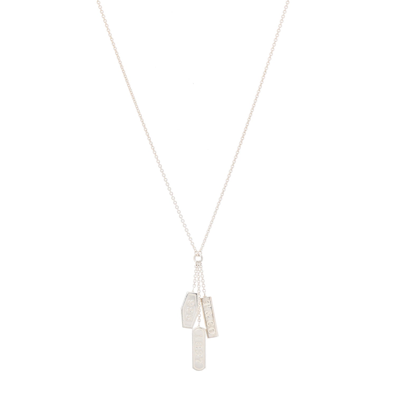 Tiffany Sterling Silver 1837 Triple Tag Lariat Necklace 1 of 6