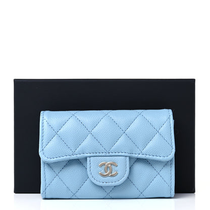 Chanel Caviar Quilted Flap Card Holder Wallet Light Blue 11 of 11
