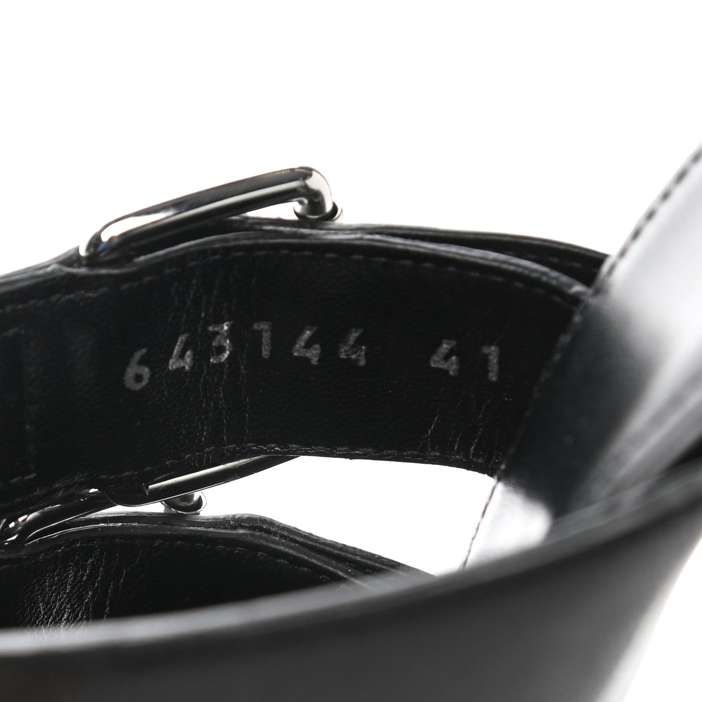 Shiny Sheepskin Bluckle K 80mm Sandals 41 Black