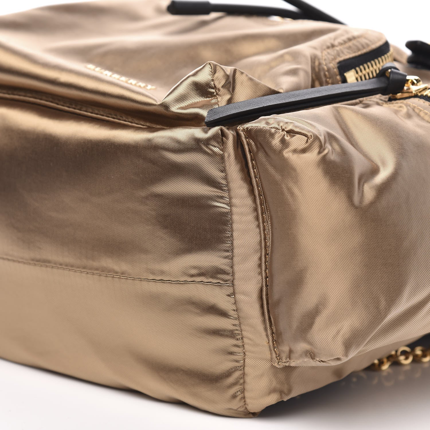 Burberry Metallic Satin Nylon Medium Rucksack Backpack Gold 8 of 8