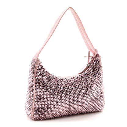 Prada Satin Crystal Mini Re-Edition 2000 Bag Alabastro 3 of 9