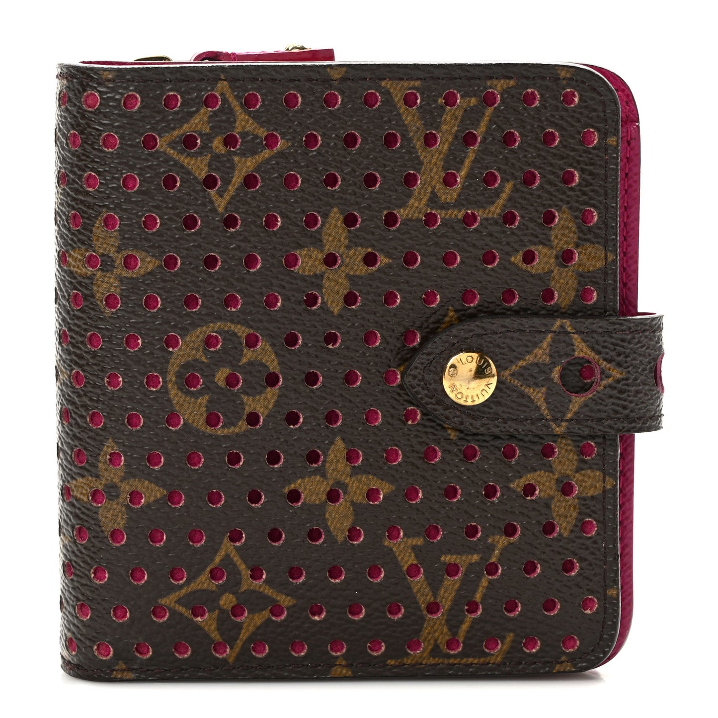 Monogram Perforated Compact Zipped Wallet Fuchsia